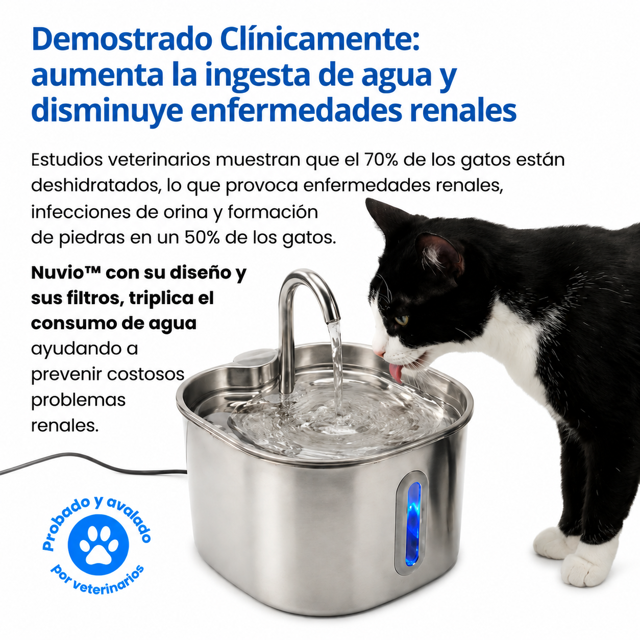 Protege a tu gato de la deshidratación y los problemas urinarios con Nuvio™